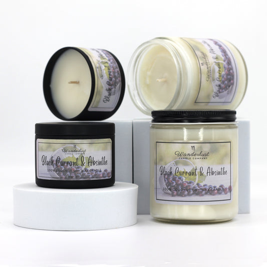 Black Scented Currant & Absinthe Scented Candles Group , Soy candles
