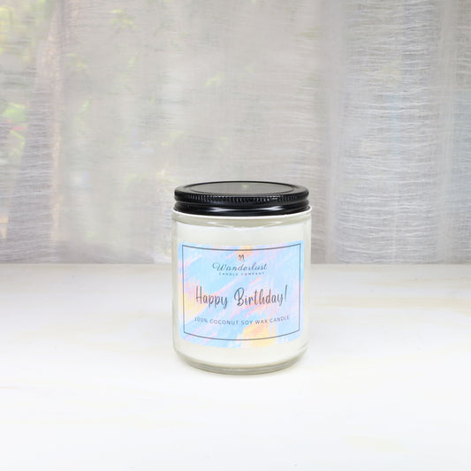 Happy Birthday Gift Candle, scented candle, soy candle, 8oz jar front