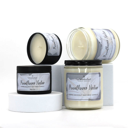 Moonflower Nectar scented candles, soy candles, group