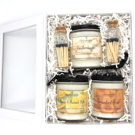 Soy Candles, Sweet Scented Candles, 8oz jar candle gift set open box