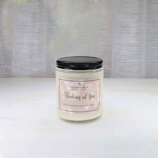 Thinking of You Scented Candle , Soy Candle 8oz jar, front