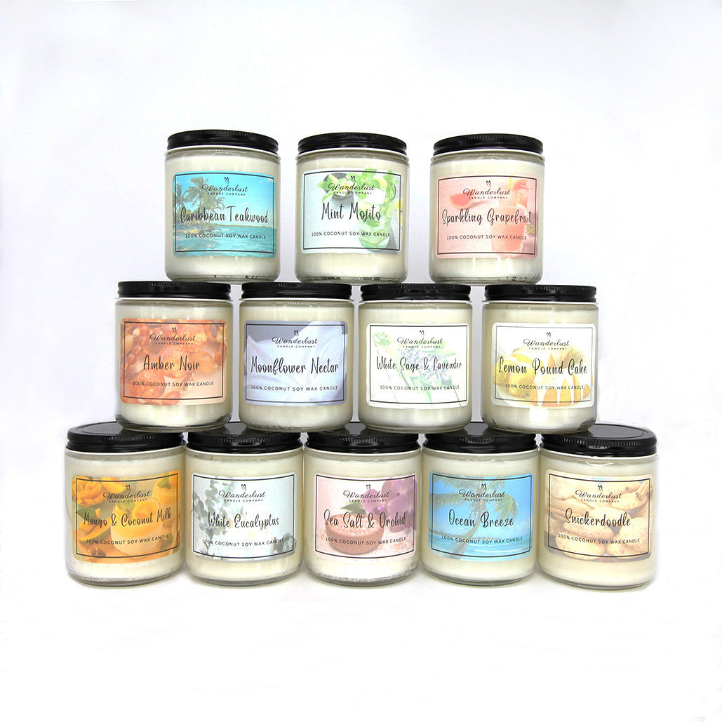 scented soy candles 8oz jars front