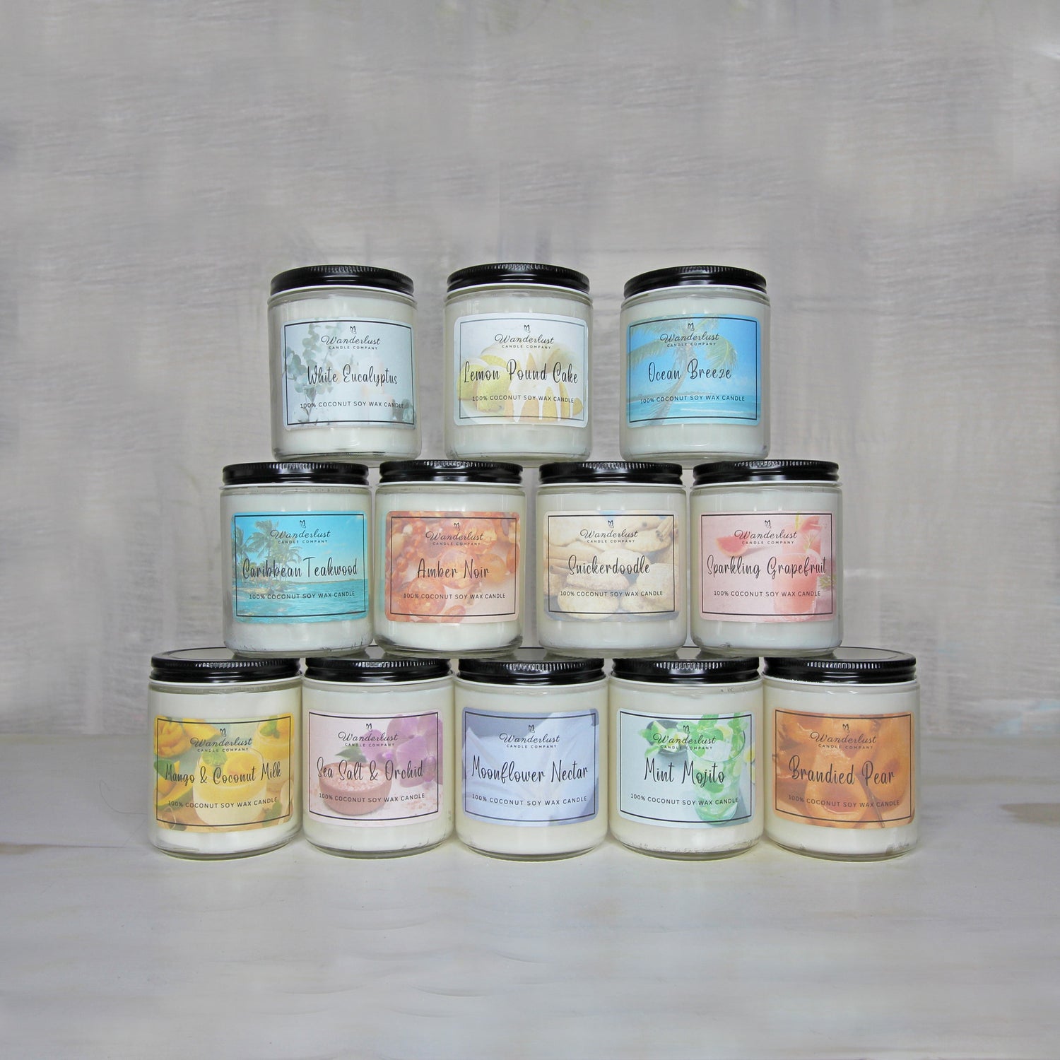 scented soy candles 8oz jars front