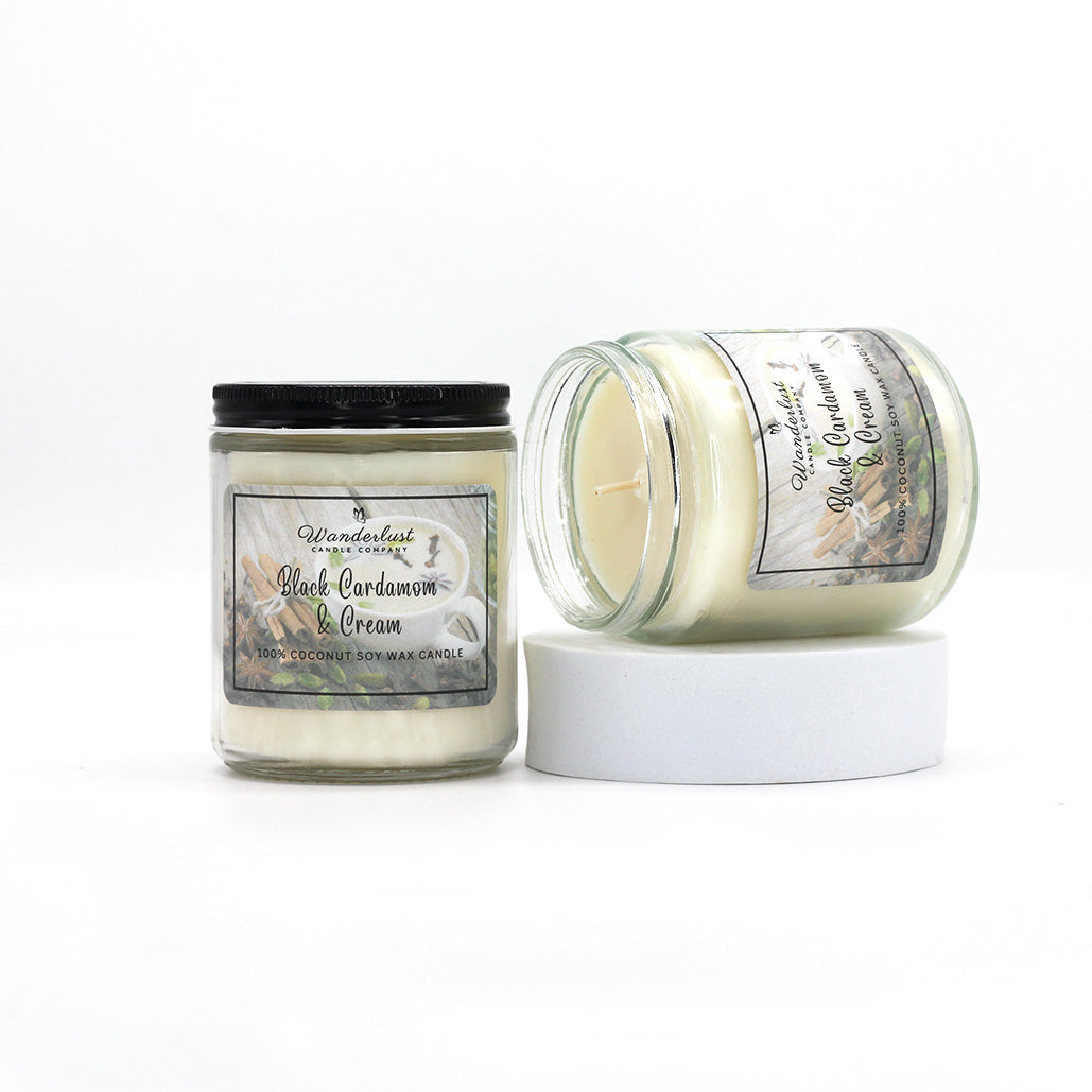 Black Cardamom & Cream Scented Coconut Soy Wax Candle