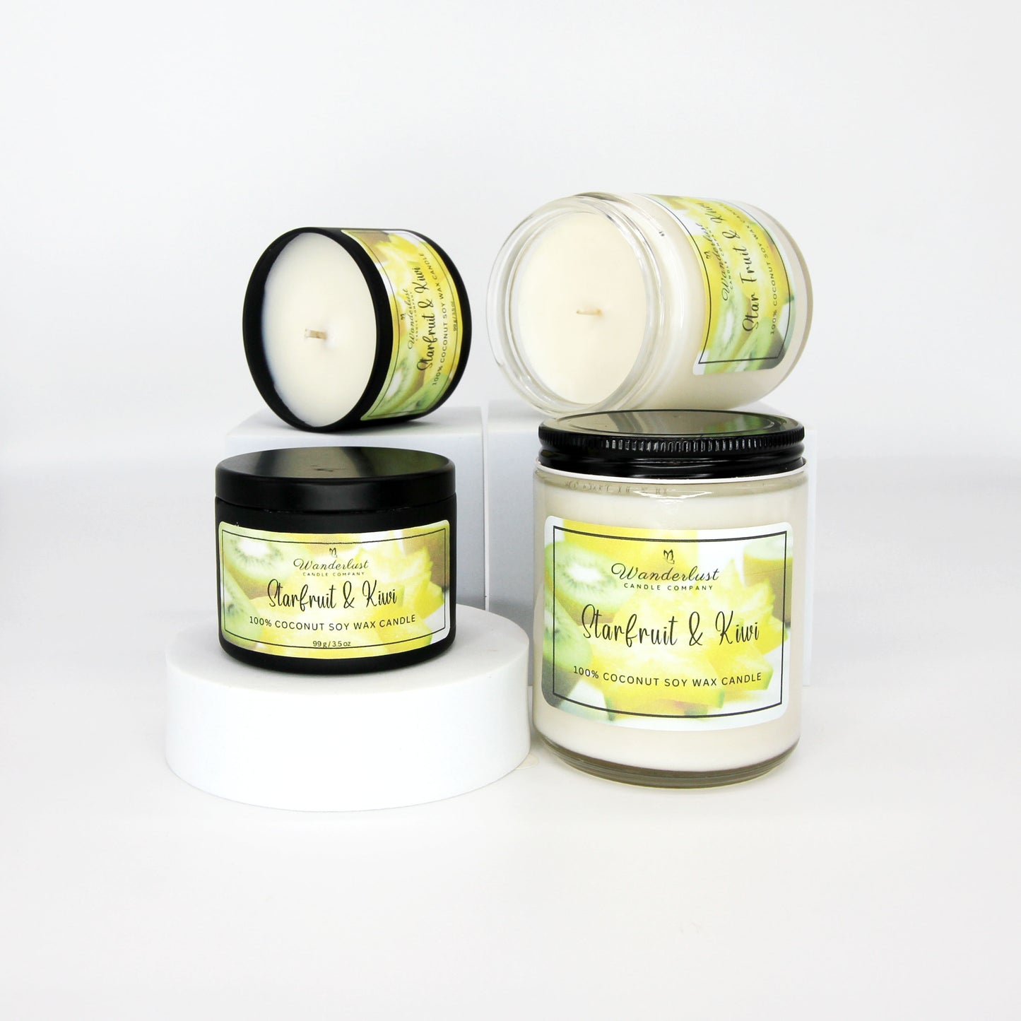 Startfruit & Kiwi scented candles, group picture