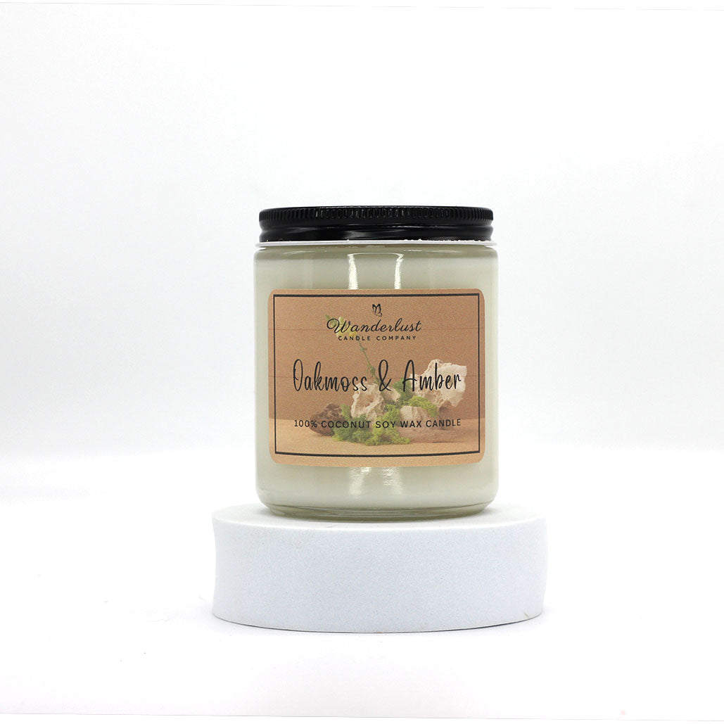 Oakmoss & Amber Scented Coconut Soy Wax Candle