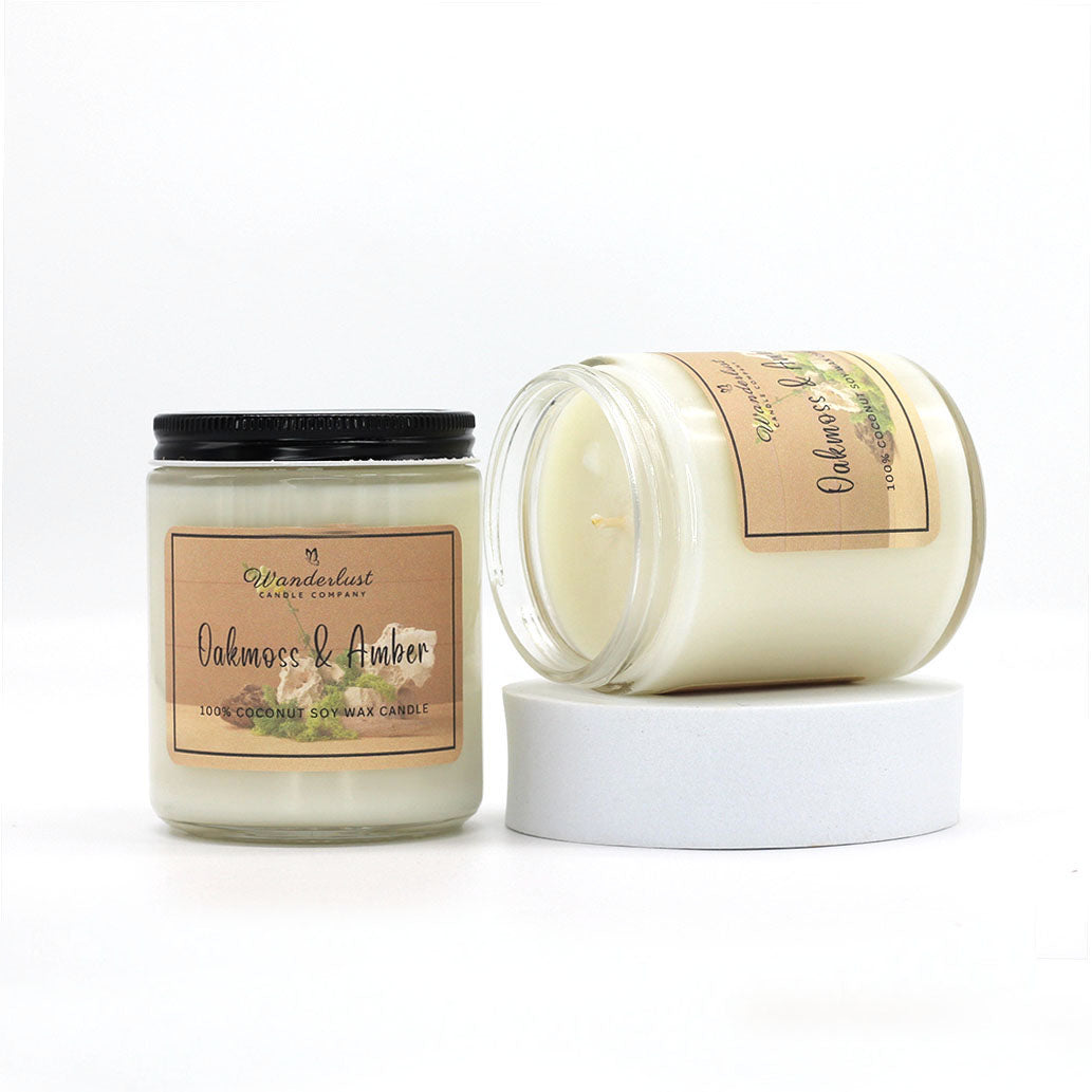 Oakmoss & Amber Scented Coconut Soy Wax Candle