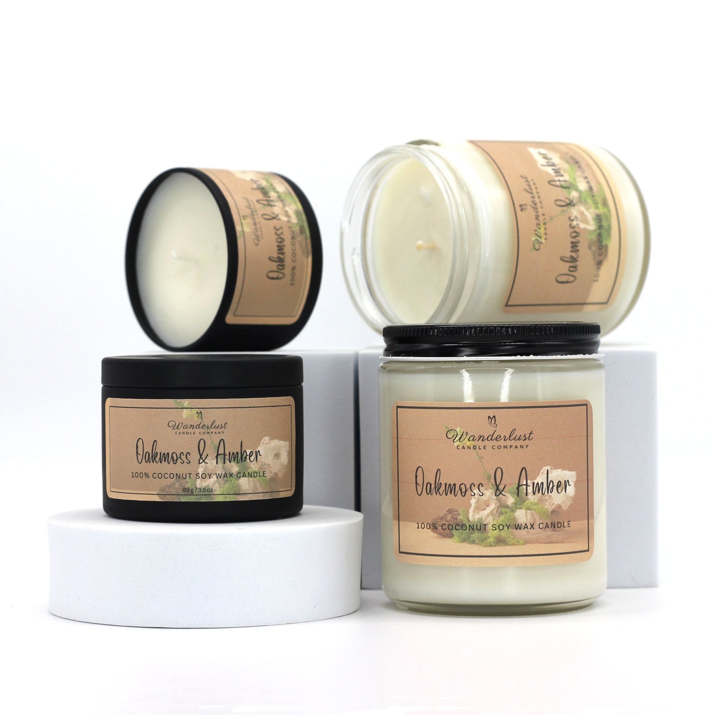 Oakmoss & Amber Scented Coconut Soy Wax Candle