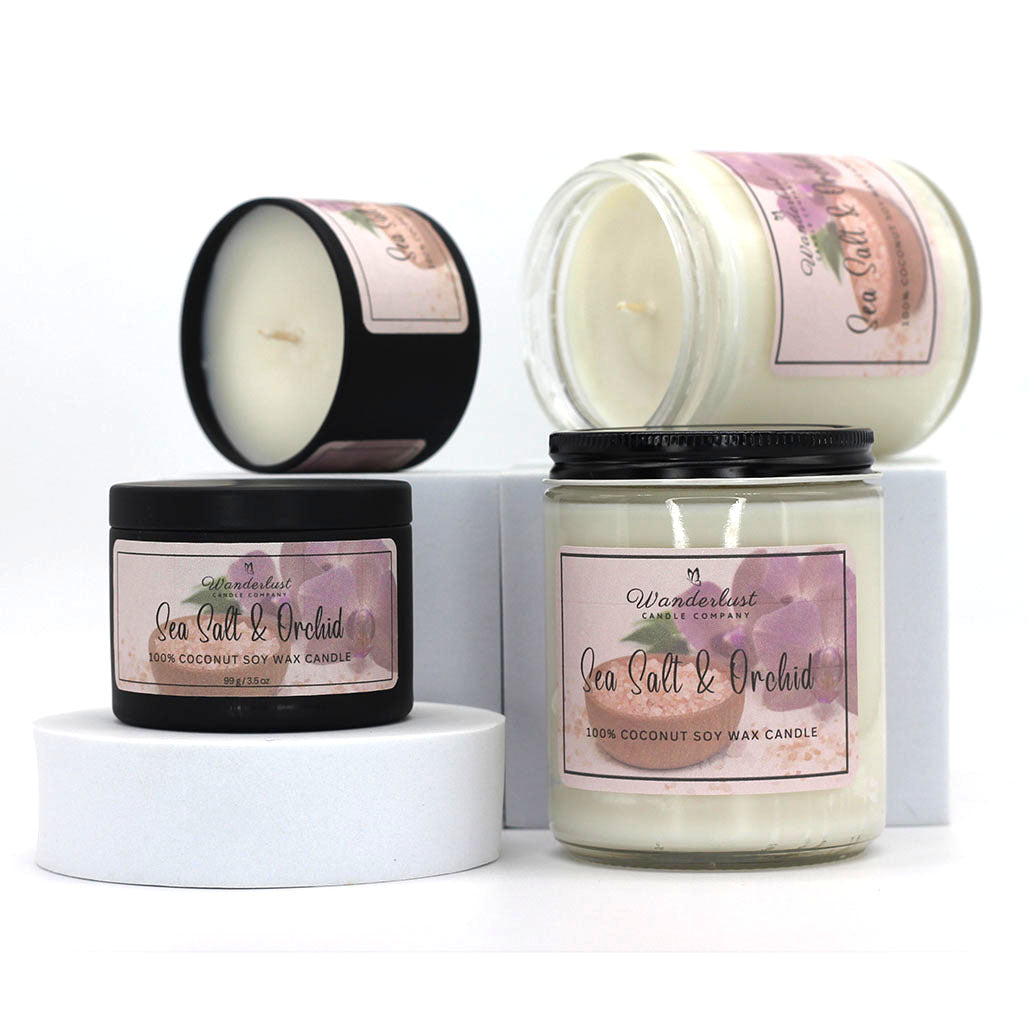 Sea Salt & Orchid Scented Coconut Soy Wax Candle