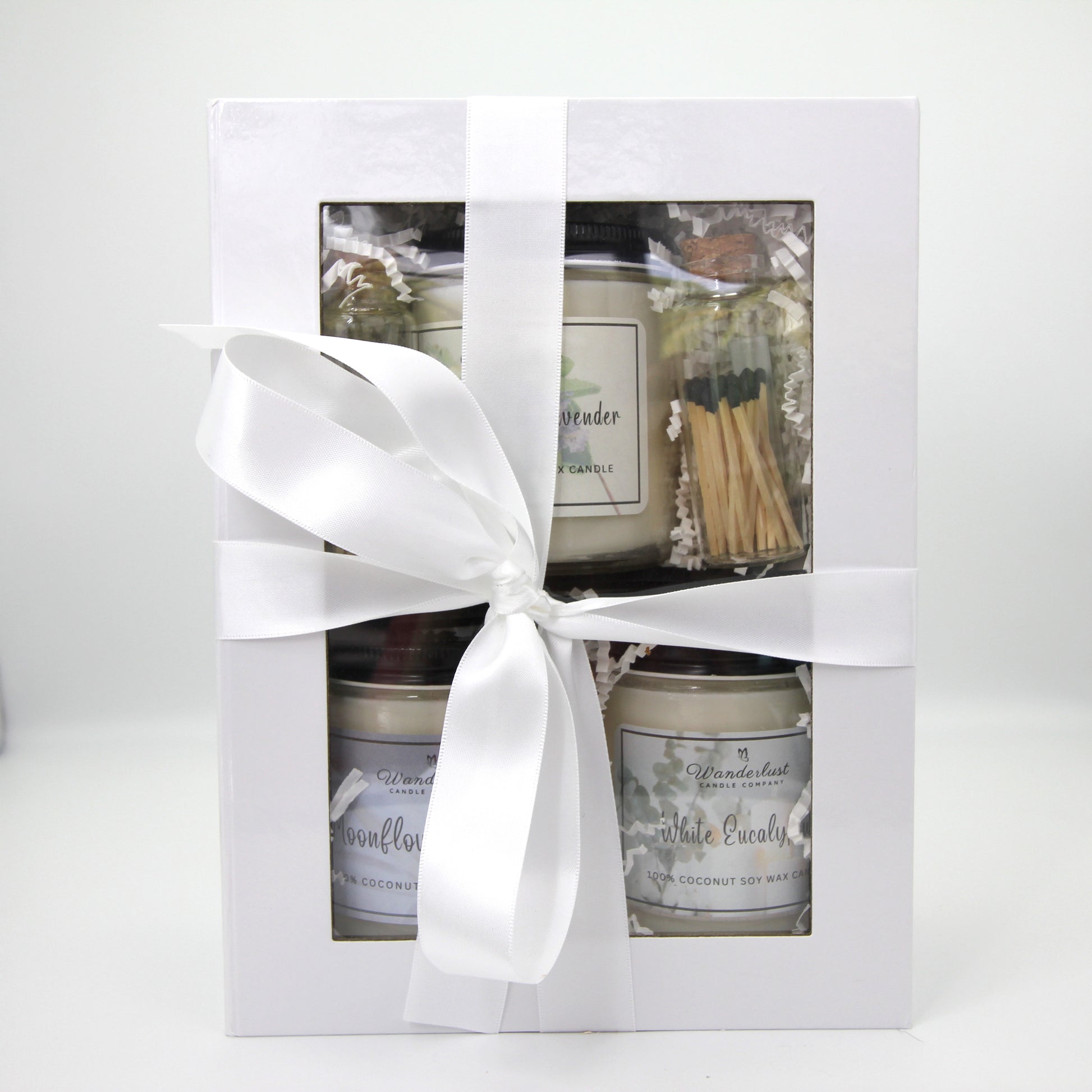 Spa Scented_Candle_Gift_set_gifts_under_100 candle_gift_box_with_three_candles_matches_and_wick_trimmer
