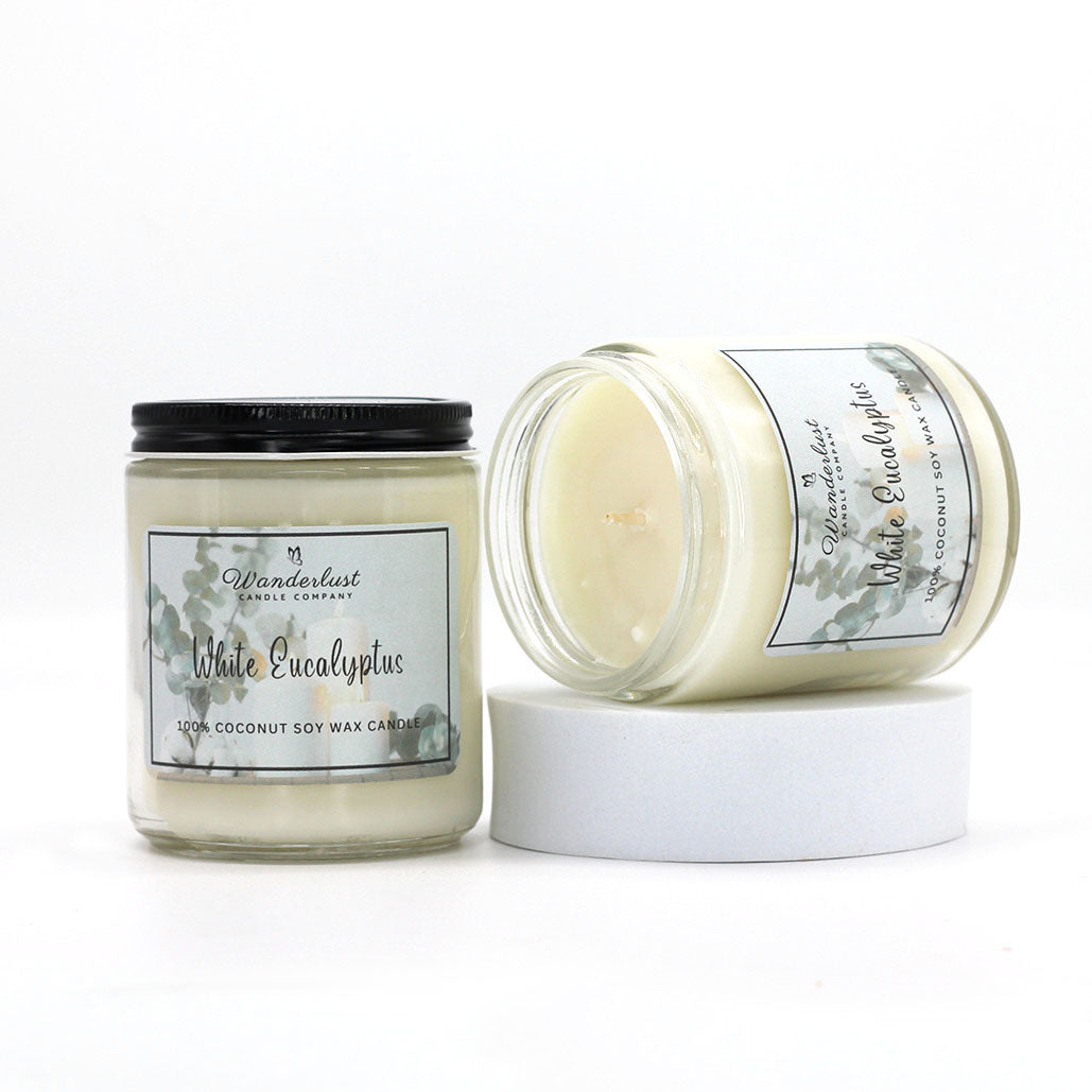 White Eucalyptus Scented Coconut Soy Candle