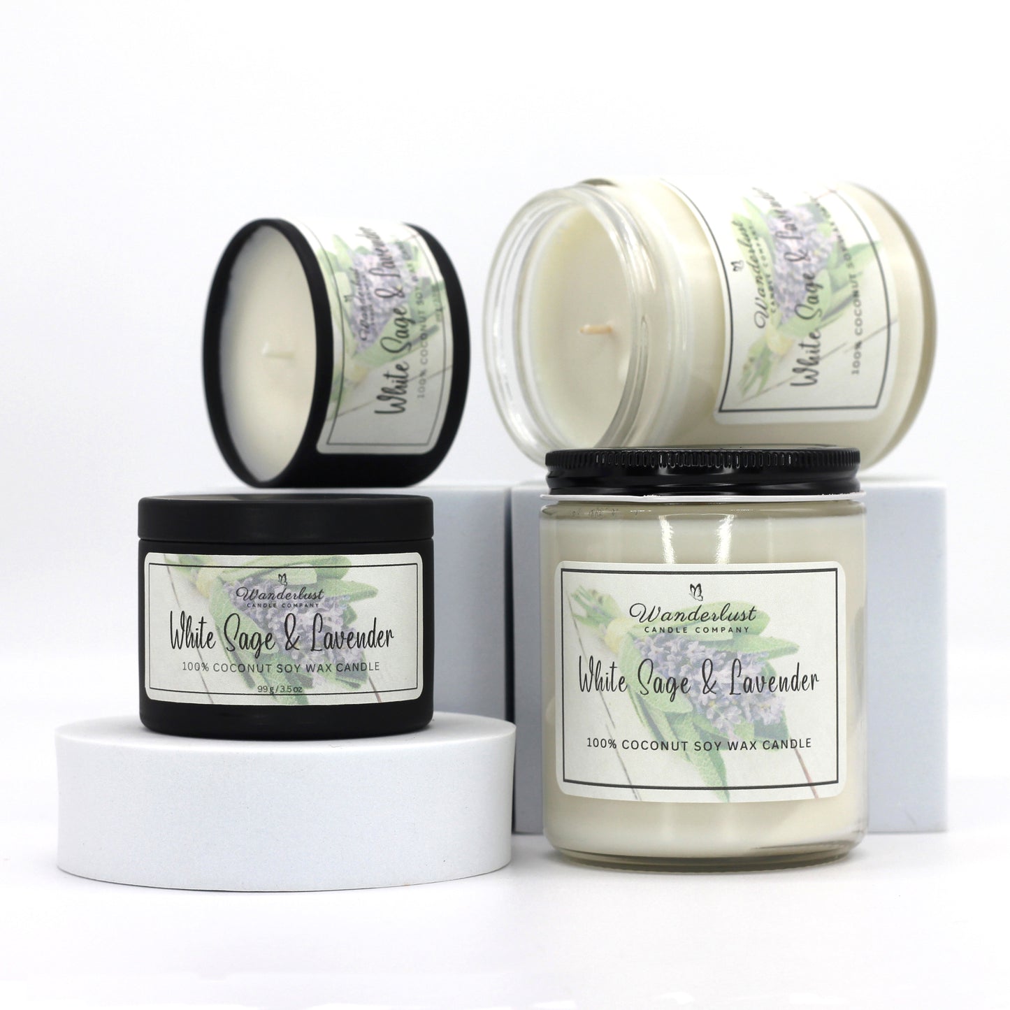 White Sage & Lavender Scented Coconut Soy Wax Candle