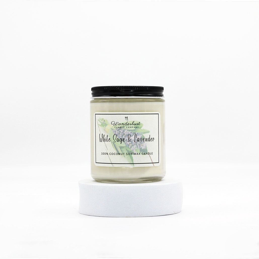 White Sage & Lavender Scented Coconut Soy Wax Candle